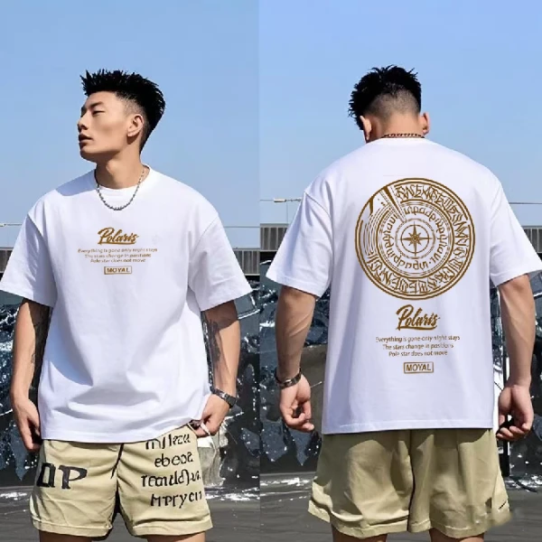 HUIHUANGPAUL/辉煌保罗重磅油墨印染T恤+高克重赛络纺面料星盘