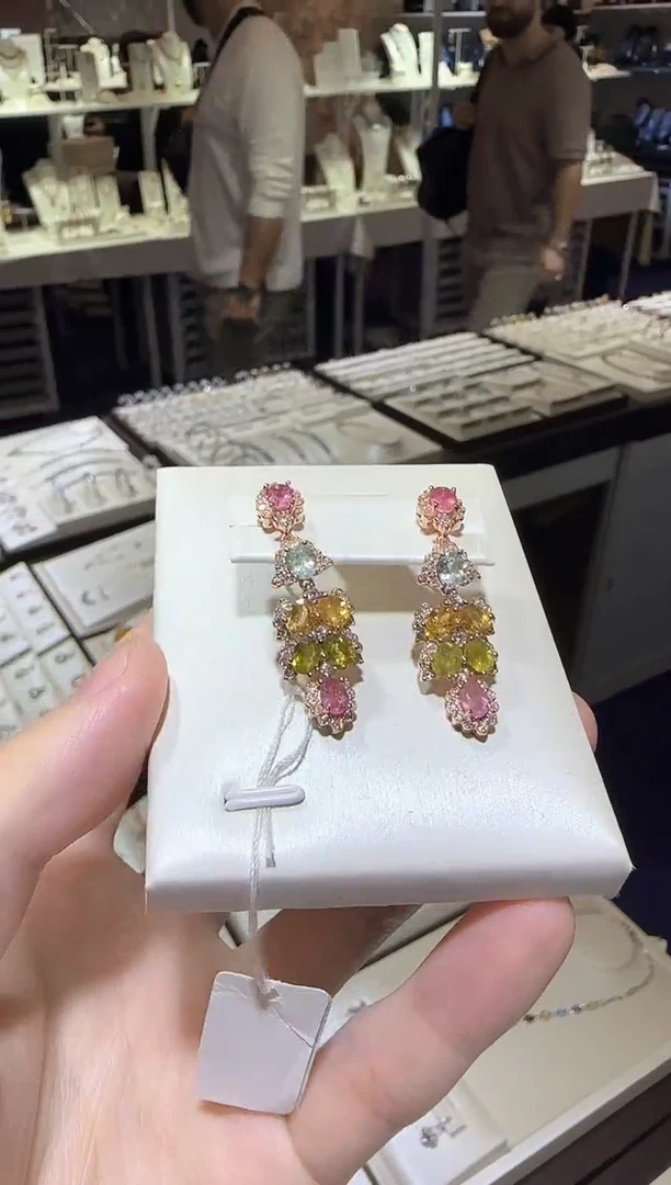 【闪购商品】碧玺耳饰银S925镶嵌设计款