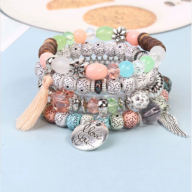 合金琉璃手链 波西米亚欧美风多层彩色手工情侣闺蜜礼物手串串珠