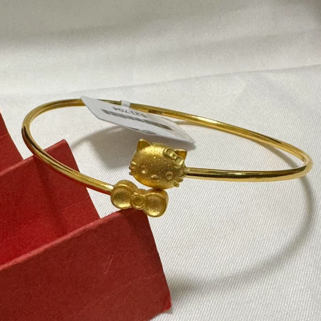 【小鹏黄金】足金999 KT猫蝴蝶结5G工艺手镯7.47