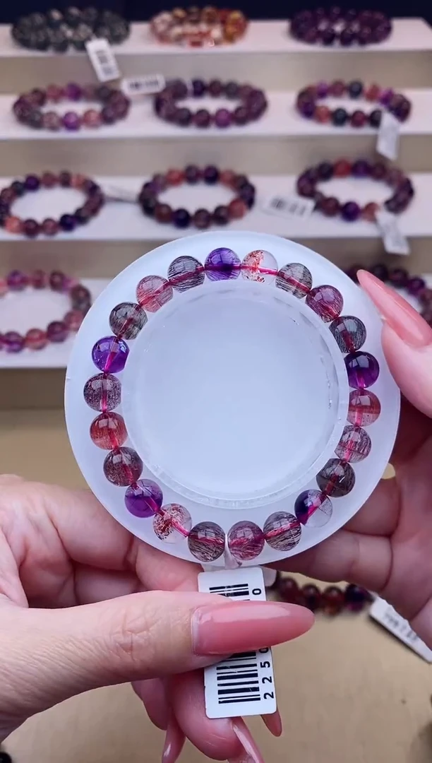 未镶嵌手链水晶黑加仑超七单圈9m+