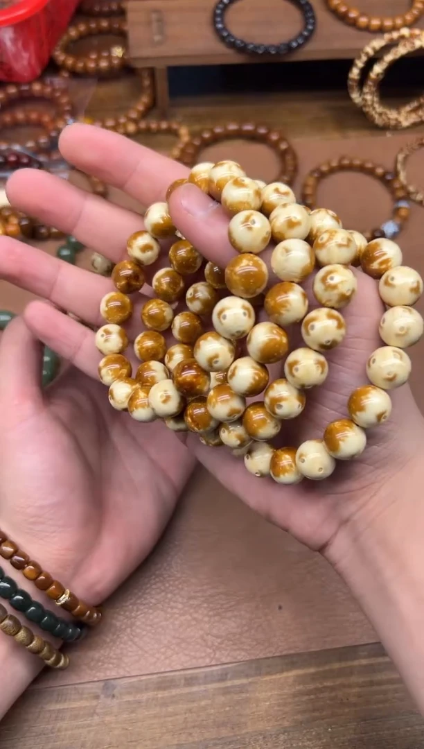 紫金鼠手串花皮奶油鼠半实心光珠卡12mm+