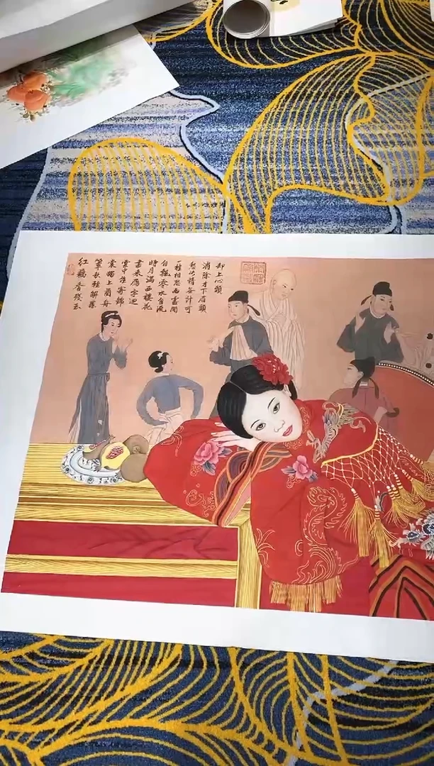 【闪购商品】国画张巨富 中国红宫廷人物