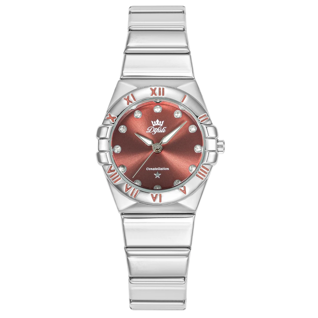 女士时尚轻奢百搭石英表钢带设计精致防水腕表