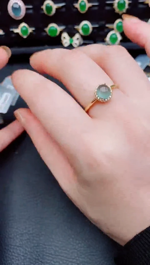 【闪购商品】翡翠戒指银S925镶嵌天然a货翡翠12