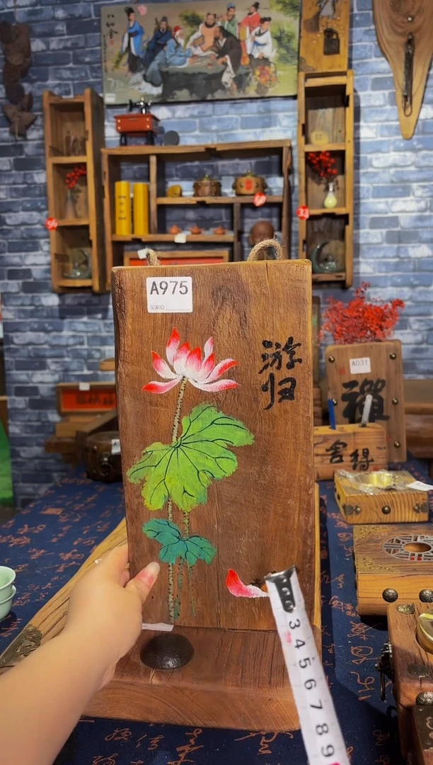 风化老门板丙烯画挂画