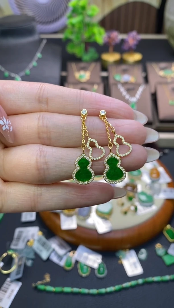 翡翠银S925镶嵌颈饰耳饰12341