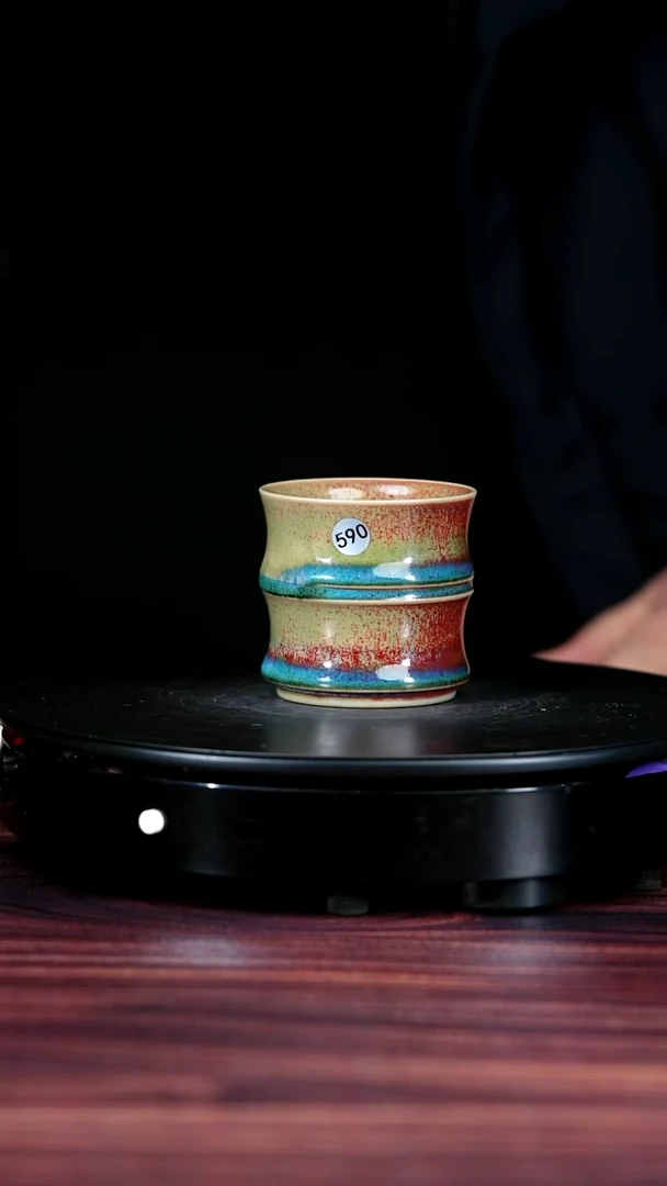 590#盼龙窑一级品原矿钧瓷竹节杯