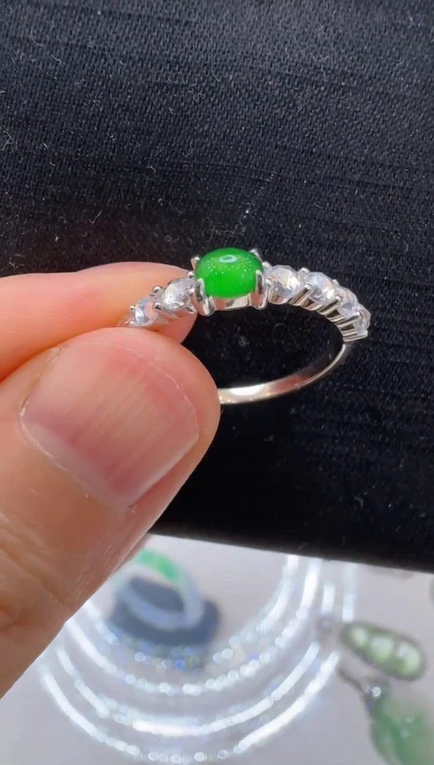 翡翠戒指银S925镶嵌多样性团购发一件
