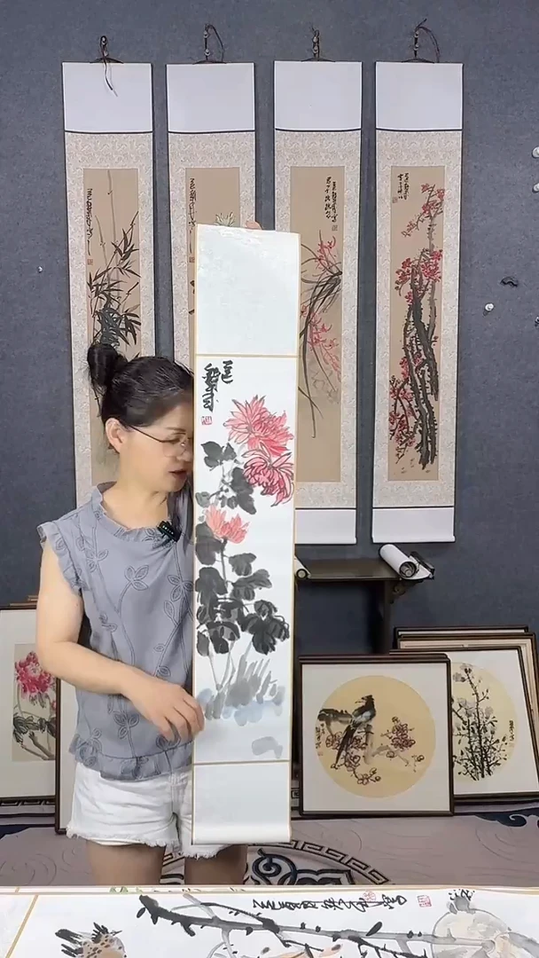 国画110*17吴铁成手绘卷轴