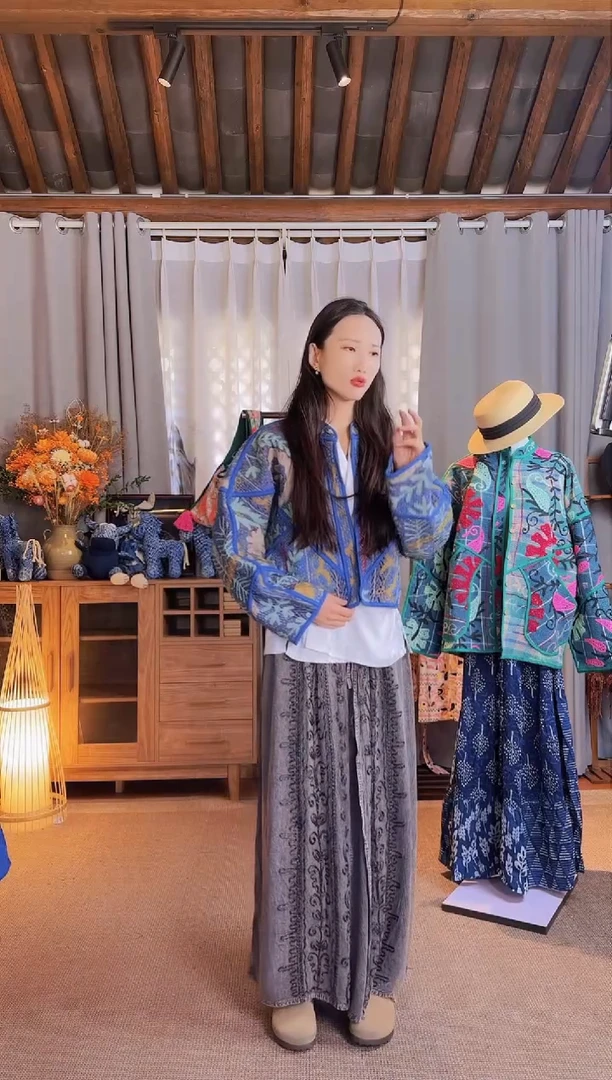 【闪购商品】设计师款蓝古布刺绣外套