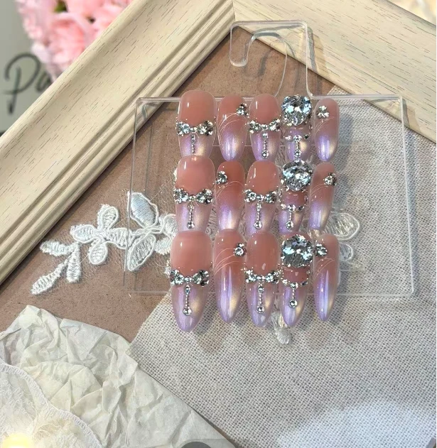 氤氲浪漫—锆石款极光猫眼爱心锆纯手工-显白秋冬穿戴甲