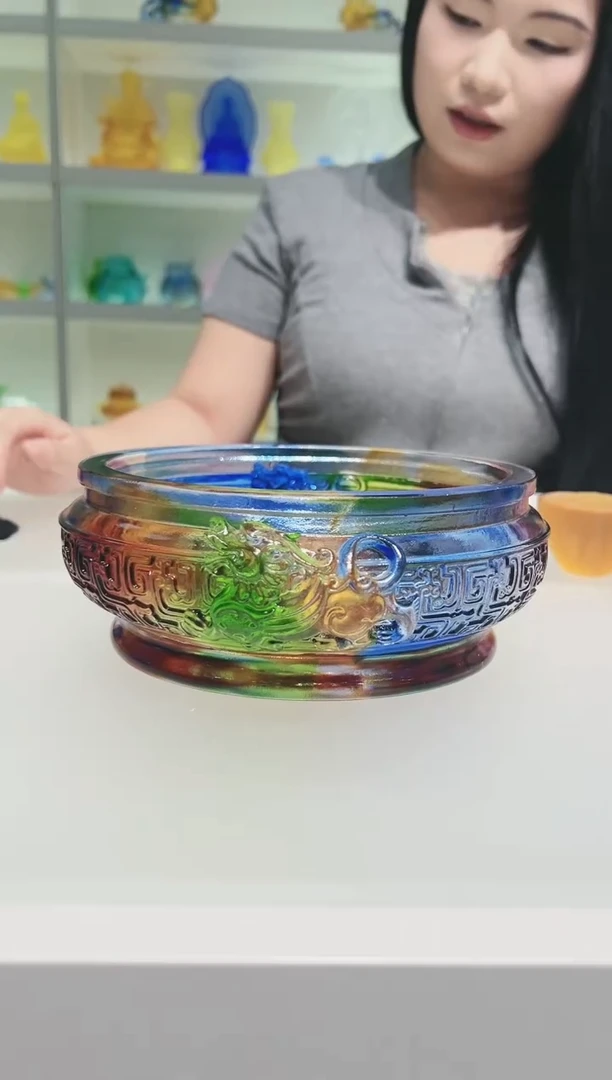 手工艺品琉璃本**猪古法琉璃聚宝盆