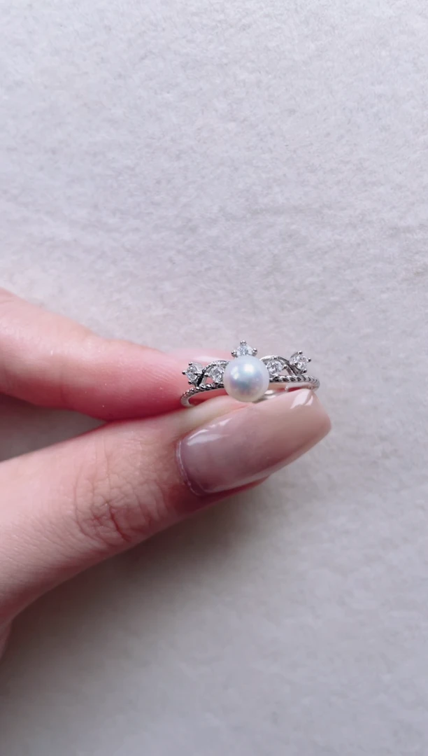 银S925镶嵌淡水珍珠戒指L248