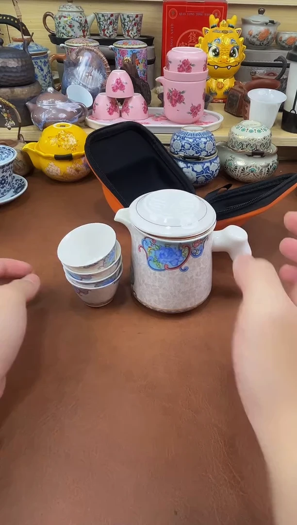 陶瓷茶具摆件旅行套组