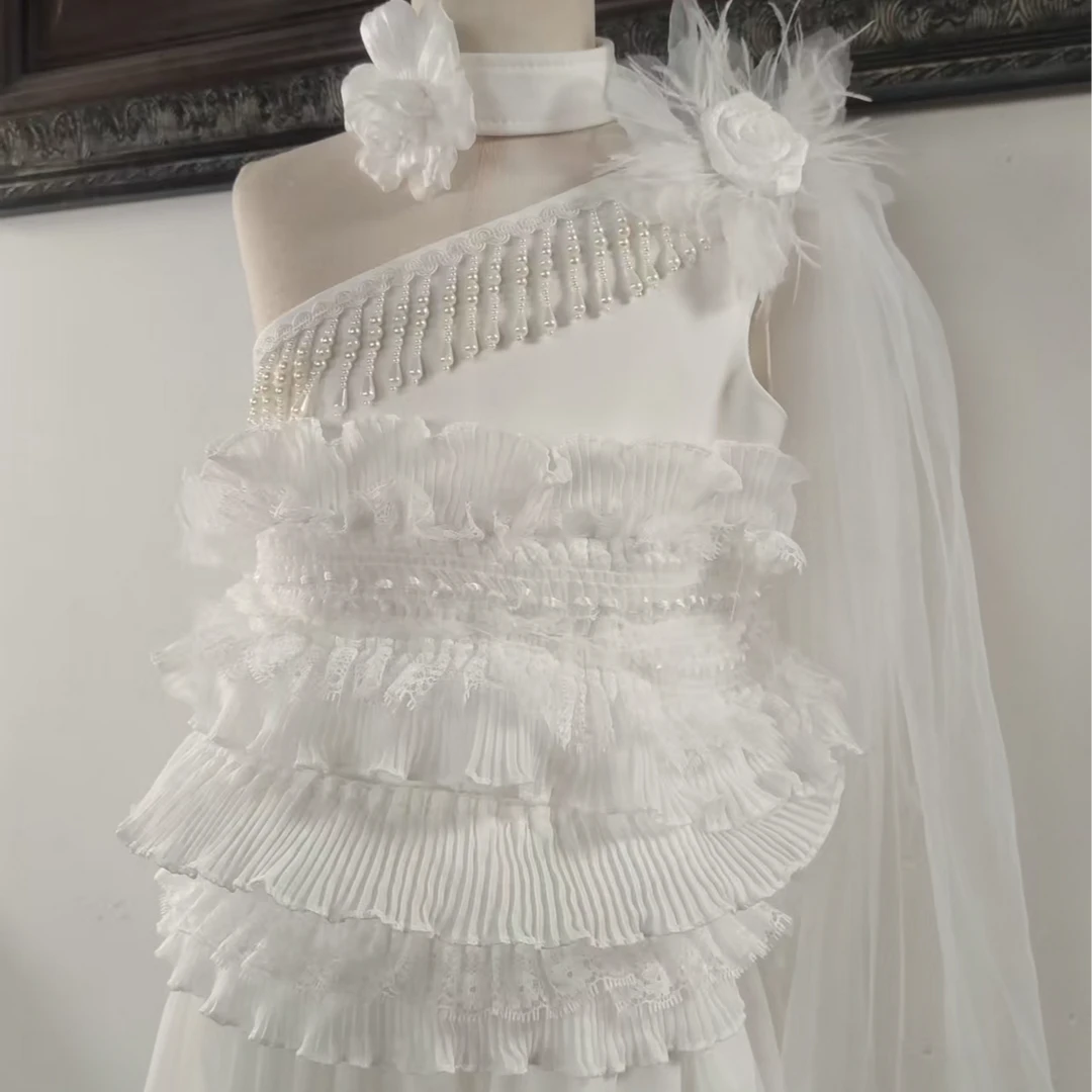 花边斜肩上衣儿童礼服艺桐轩儿童潮服
