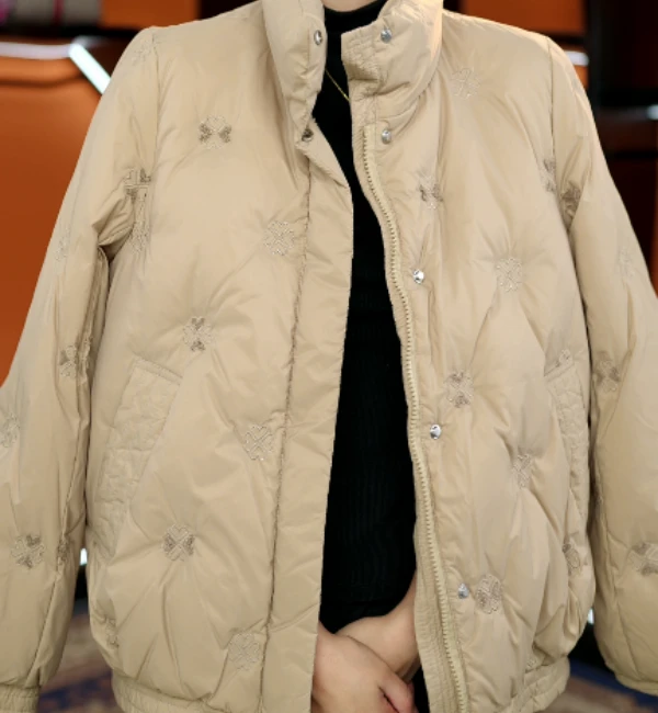 2025杭州原版正品保暖气质减龄修身羽绒服E-4596