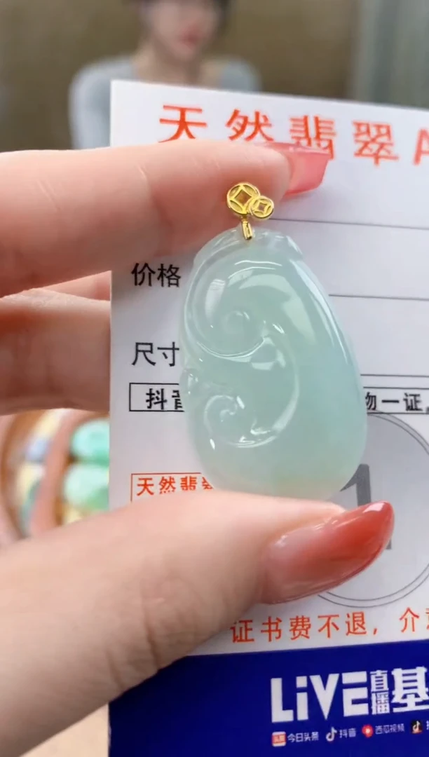 颈饰未镶嵌翡翠 天然A货翡翠挂件