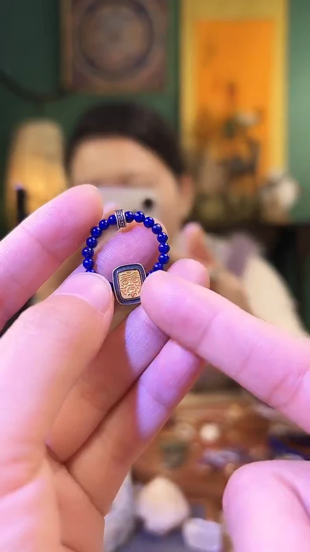 【闪购商品】青金石戒指银S925镶嵌青金石扎基拉姆戒指