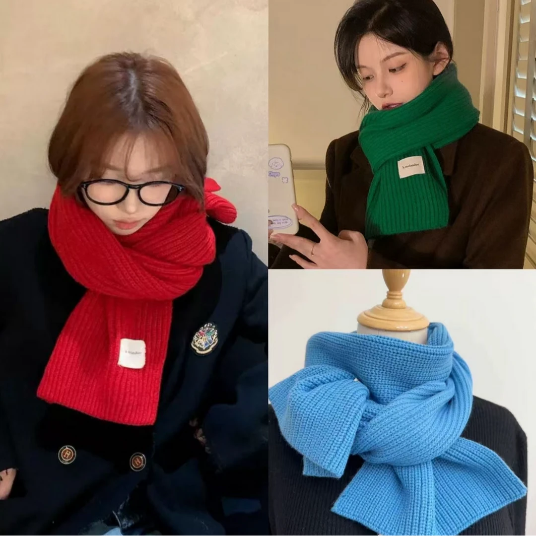 【艳子】306小个子韩系百搭~小标针织围巾