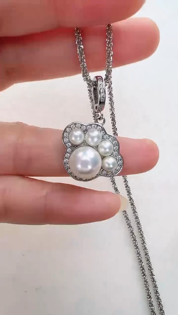 【闪购商品】淡水珍珠颈饰合金银色猫爪子