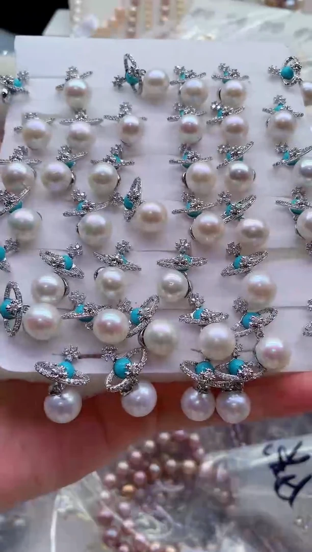 合金淡水珍珠耳饰多样性发其一，非无暇