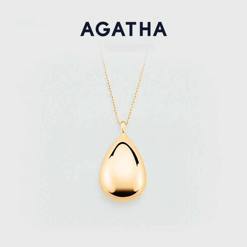 AGATHA 铜合金项链 经典轻奢气质时尚法式设计感大小水滴项链D
