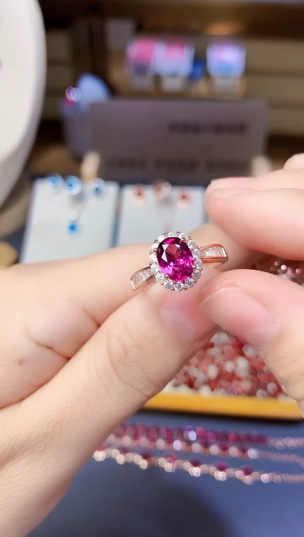 银S925镶嵌戒指石榴石天然镁铝