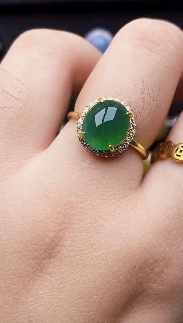 银S925镶嵌戒指翡翠5128