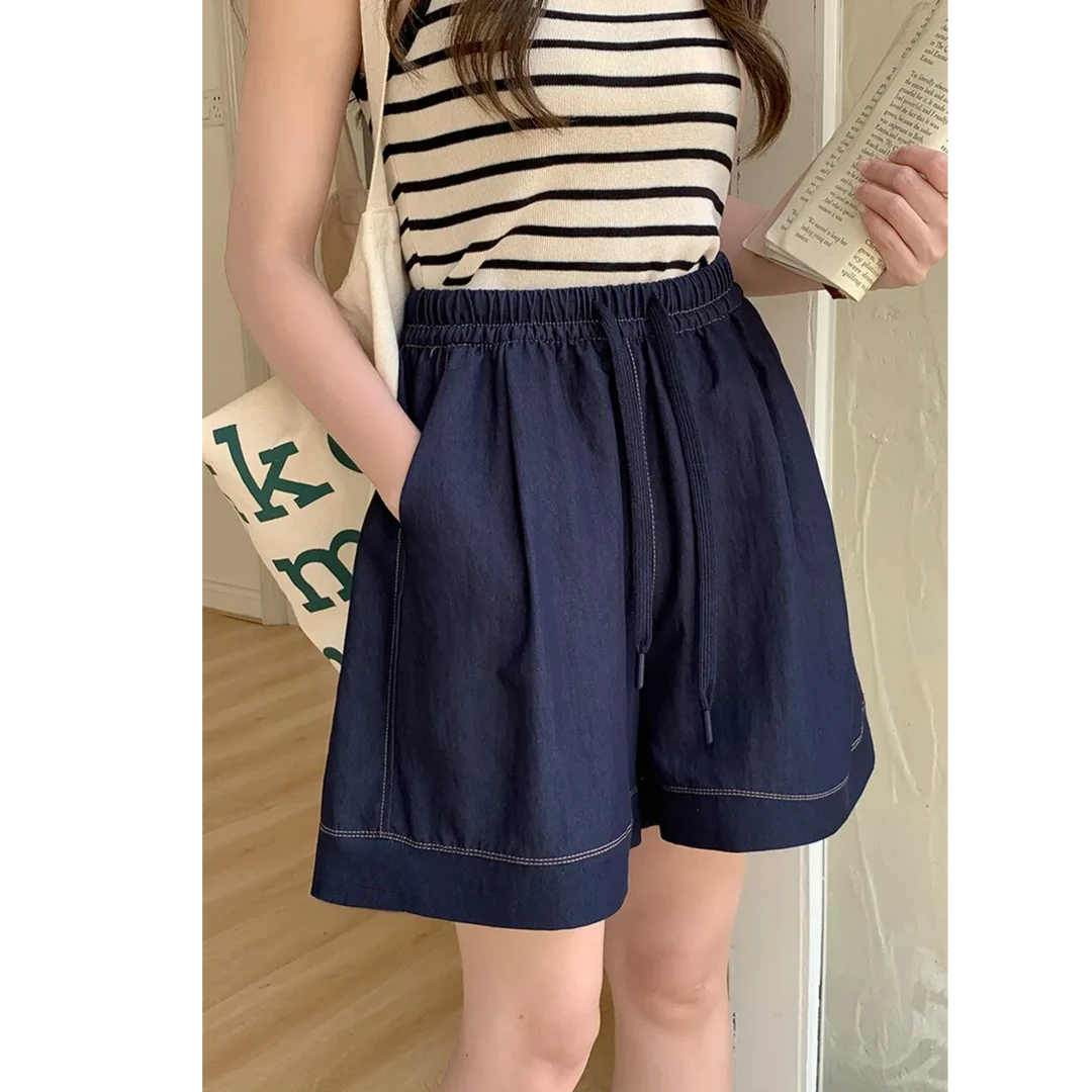 【森氧蓝调】轻薄款仿牛仔海洋短裤0526