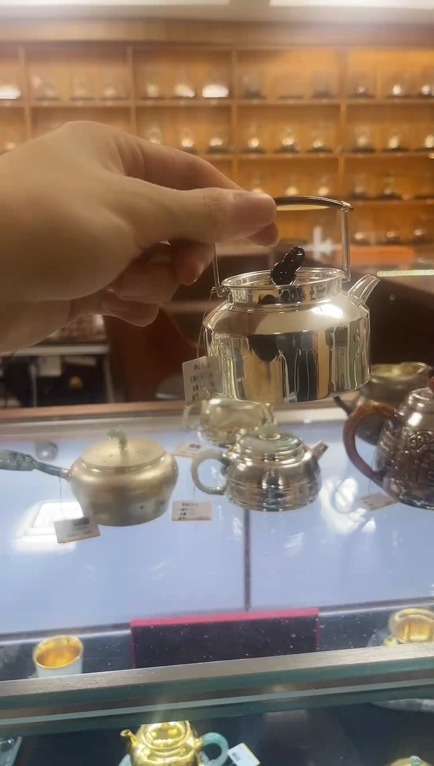 古悦足银999泡茶壶