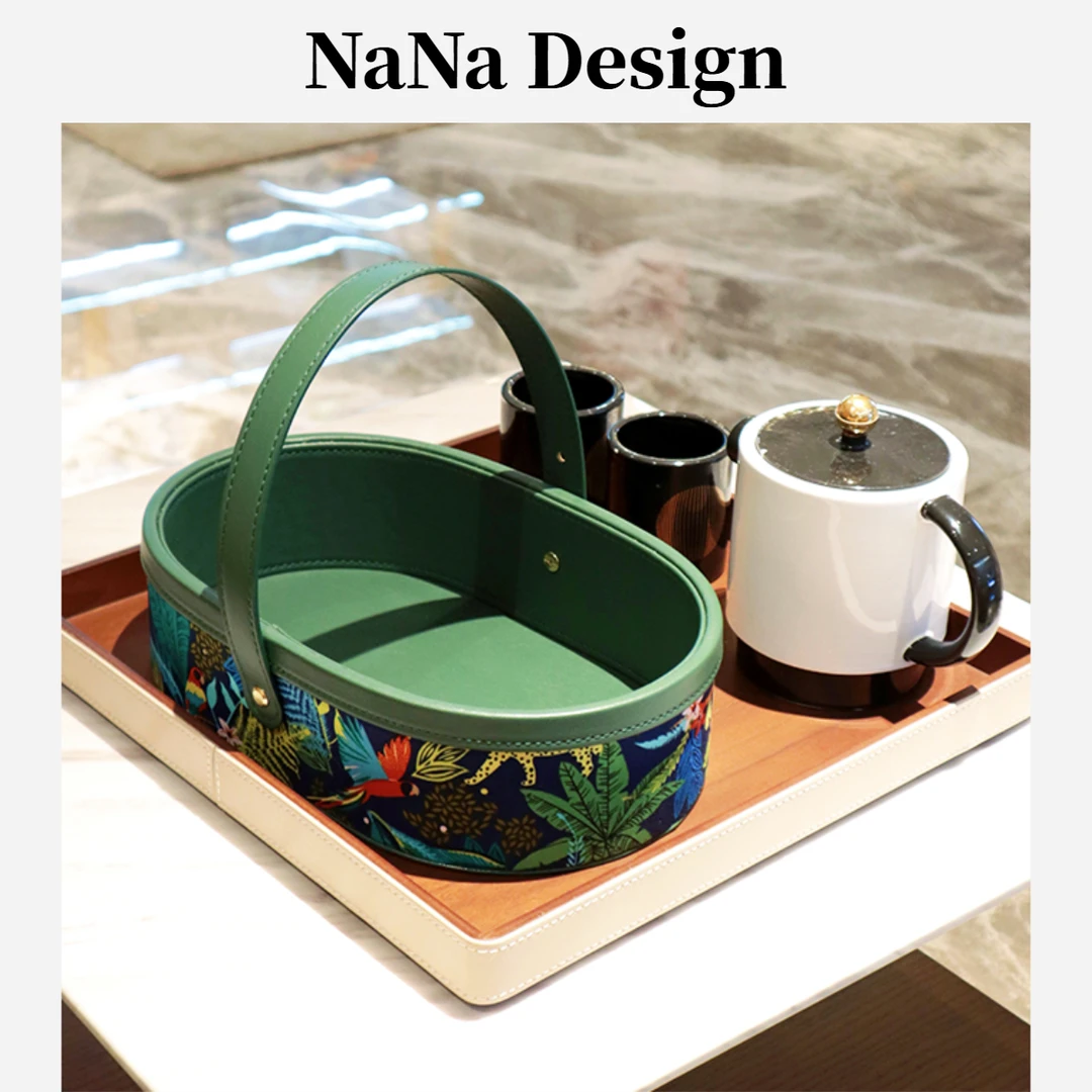 高颜值居家小物件南洋复古风小提手篮家用轻奢储物篮客厅茶具收纳