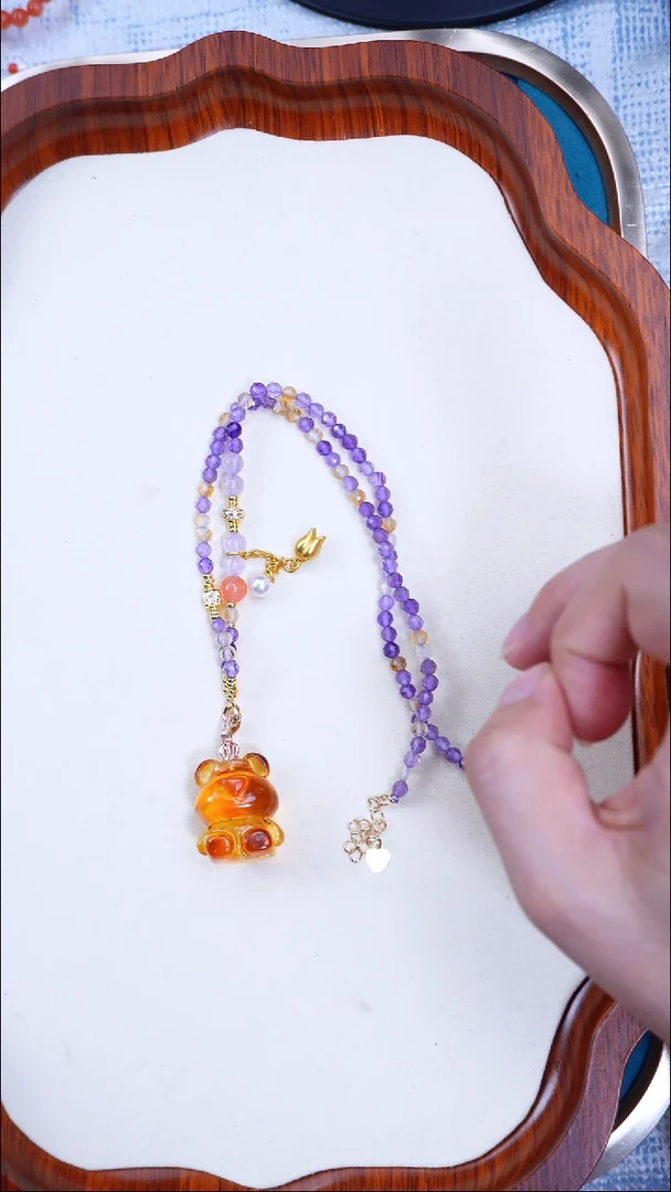 琥珀项链未镶嵌琥珀diy项链