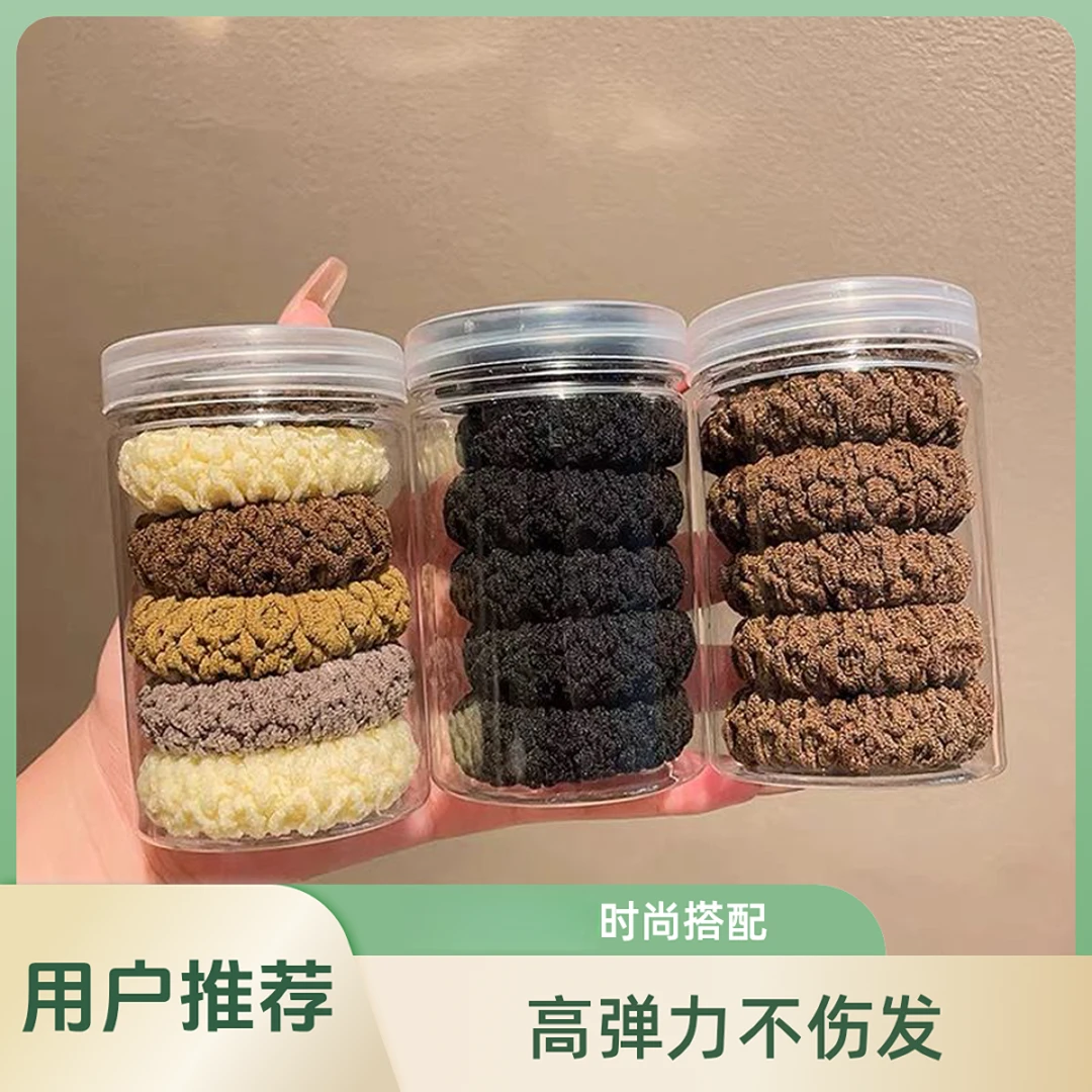1罐发圈6枚装家用头绳发饰时尚简约颜色随机