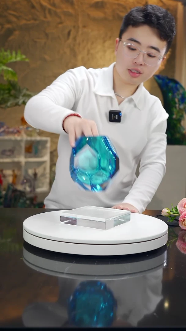 手工艺品琉璃宝石蓝切面大号香薰瓶