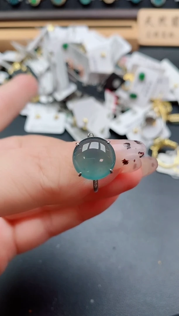 银S925镶嵌戒指翡翠1