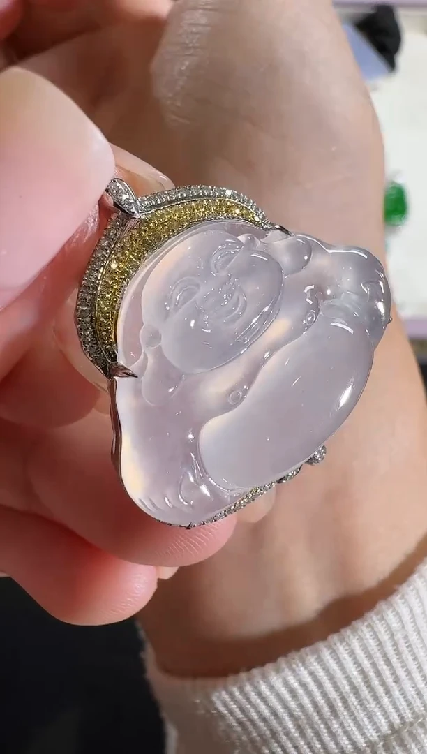 【闪购商品】翡翠吊坠(不含链)18K金镶嵌【源头工厂】钻石镶嵌