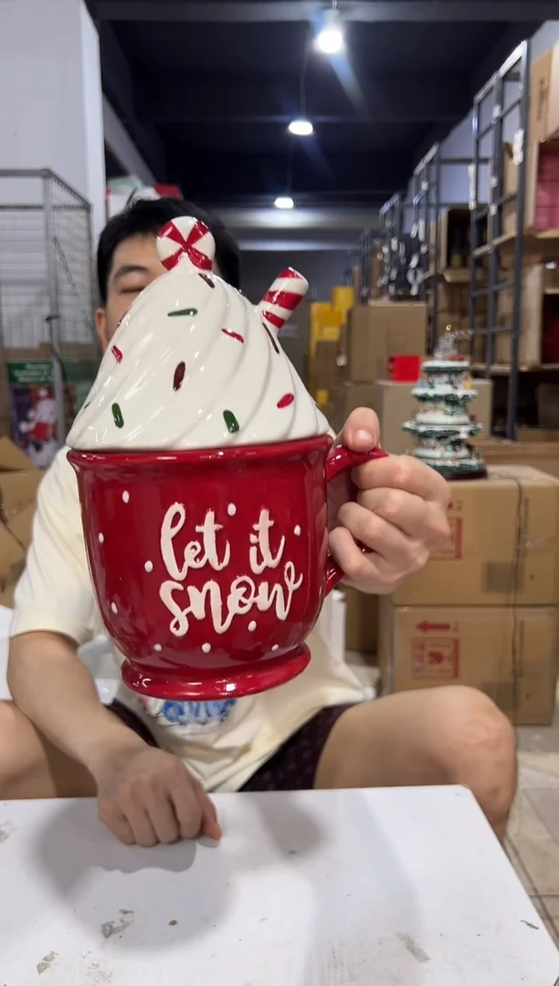 瓷片大号圣诞冰激凌杯罐微瑕