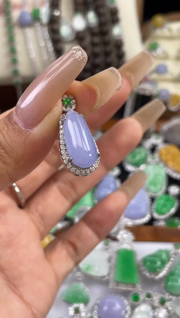 吊坠(不含链)银S925镶嵌翡翠吊坠