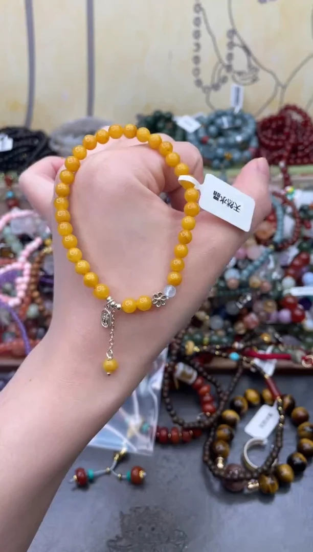 银S925镶嵌琥珀手饰490