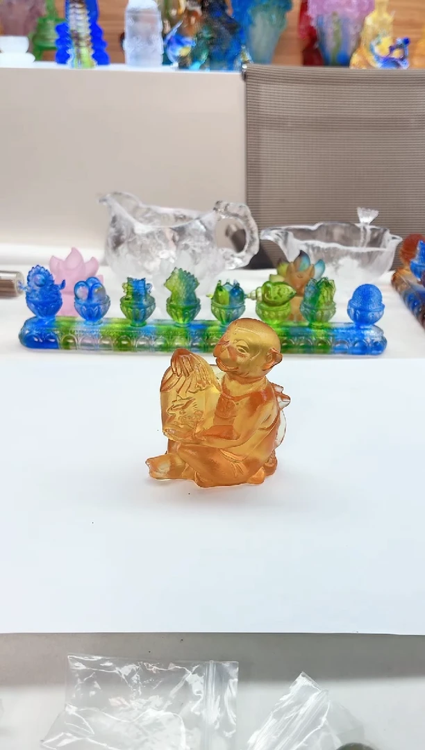 手工艺品琉璃琥珀色生肖猴小摆件
