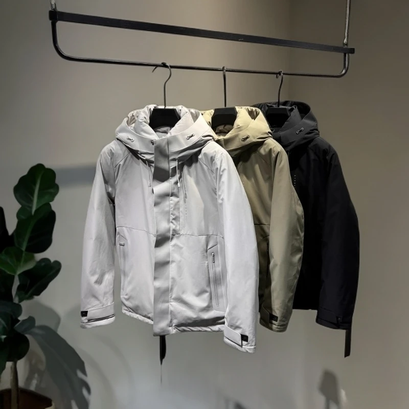 羽绒服男款冬季2025年新款加厚保暖连帽工装鸭绒服外套男冬款夹克