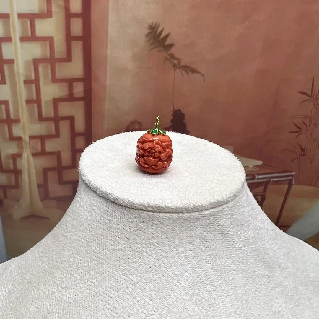 【沐言严选】DIY红姑娘15m南瓜珠雕刻牡花散珠A422