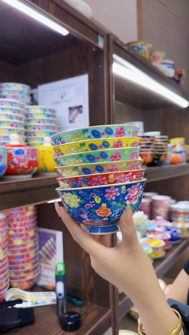 珐琅 4.5英寸饭碗6个景德镇餐具