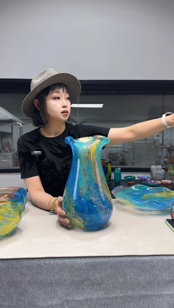 琉璃慕忆家手作琉璃花瓶高口