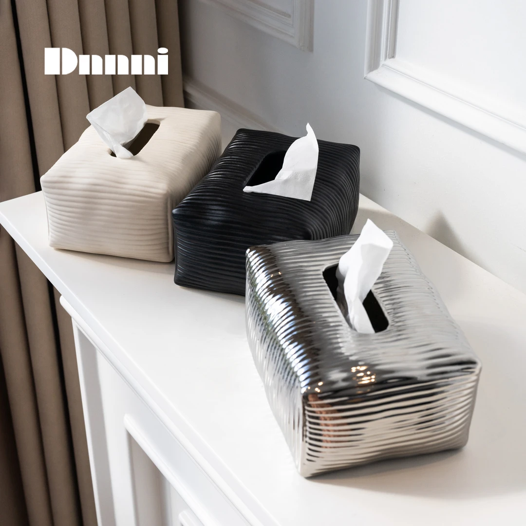 Dnnni简约现代陶瓷纸巾盒客厅茶几高级感家用卧室别墅餐厅抽纸盒
