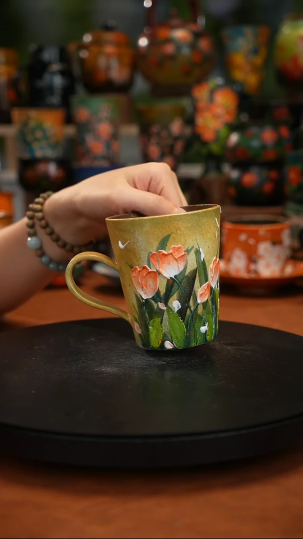 紫砂油画釉下彩手绘