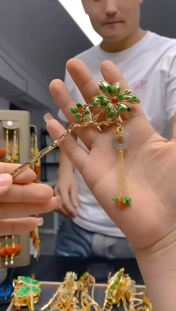【闪购商品】翡翠耳饰合金552翡翠发簪