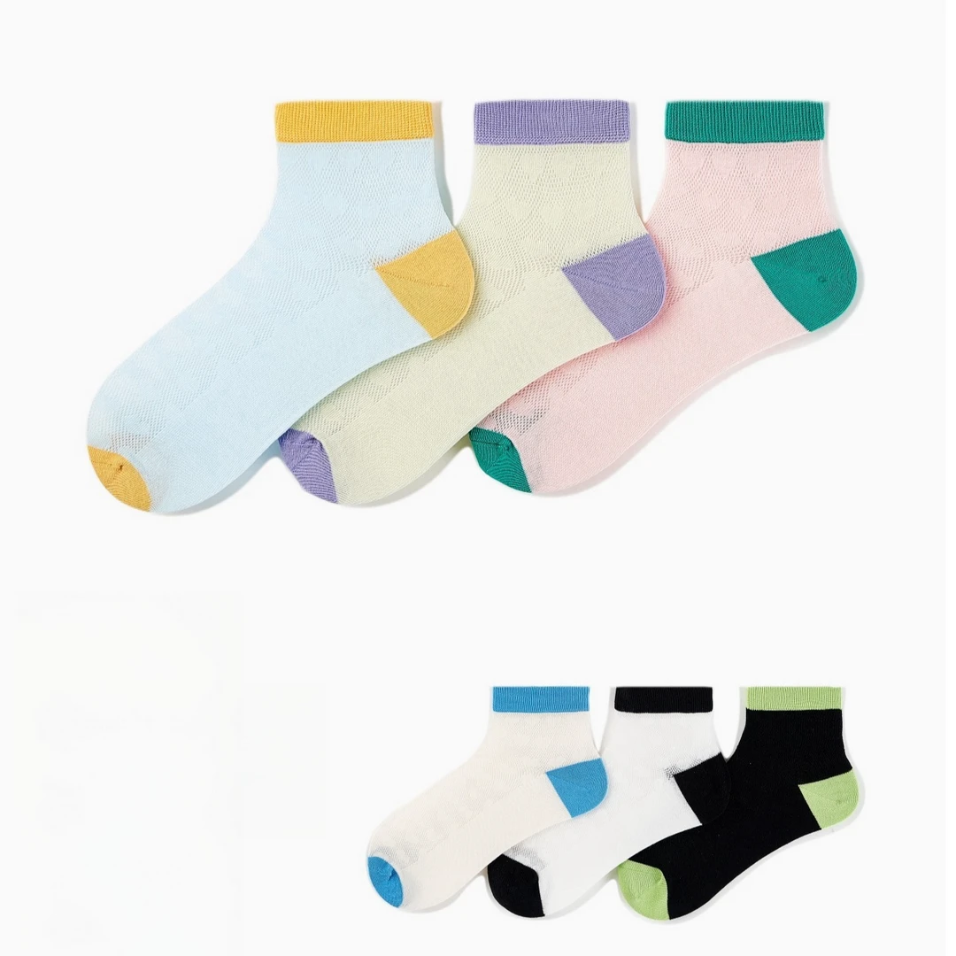 袜子女短袜夏季新款半网透气长绒棉女袜女士抗菌棉袜无骨缝合