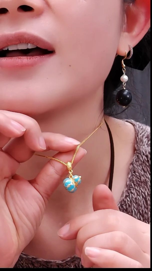 无合金0955蓝色葫芦项链